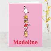 可愛パーソナライズされたいクリスマスキャラクター カード (黄色い花)