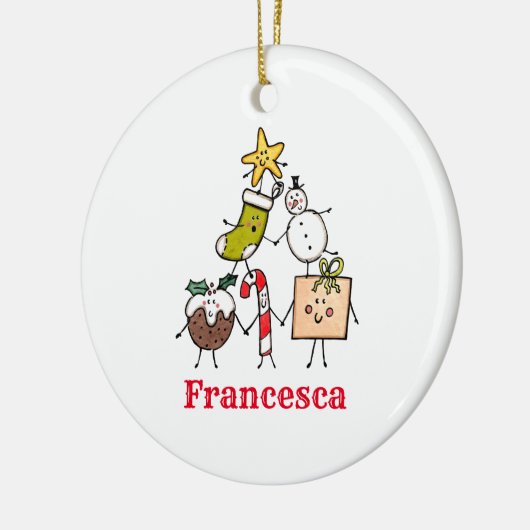 可愛パーソナライズされたいクリスマスキャラクター セラミックオーナメント (左)