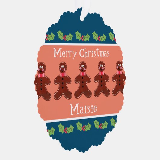 可愛パーソナライズされたいクリスマスジンジャーブレッドマン オーナメントカード (右)