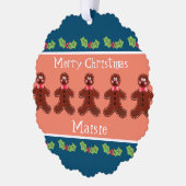 可愛パーソナライズされたいクリスマスジンジャーブレッドマン オーナメントカード (左)