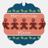 可愛パーソナライズされたいクリスマスジンジャーブレッドマン オーナメントカード (正面)