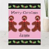 可愛パーソナライズされたいクリスマスジンジャーブレッドマン カード (裏面)