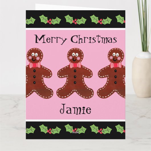 可愛パーソナライズされたいクリスマスジンジャーブレッドマン カード (裏面)