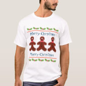 可愛パーソナライズされたいクリスマスジンジャーブレッドマン Tシャツ (正面)