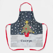 可愛パーソナライズされたいクリスマスツリー エプロン (正面)
