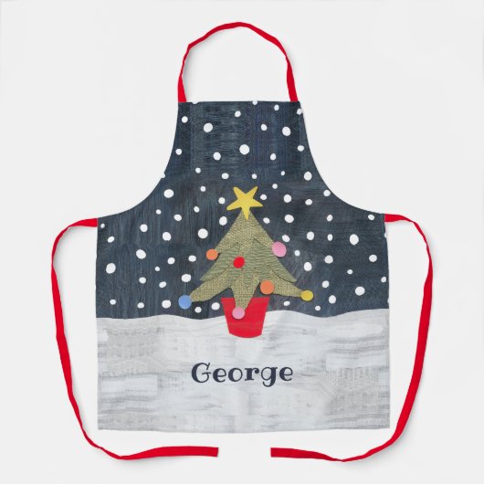 可愛パーソナライズされたいクリスマスツリー エプロン (正面)
