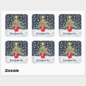 可愛パーソナライズされたいクリスマスツリー スクエアシール (シート)