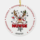 可愛パーソナライズされたいクリスマスナース セラミックオーナメント (正面)