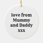 可愛パーソナライズされたいクリスマスプリン セラミックオーナメント (裏面)