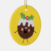 可愛パーソナライズされたいクリスマスプリン セラミックオーナメント (右)