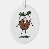 可愛パーソナライズされたいクリスマスプリン セラミックオーナメント (右)