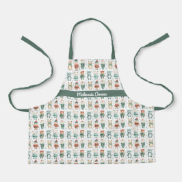 可愛パーソナライズされたいクリスマス動物 エプロン