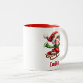 可愛パーソナライズされたいクリスマス小妖精や小人 ツートーンマグカップ (正面右)
