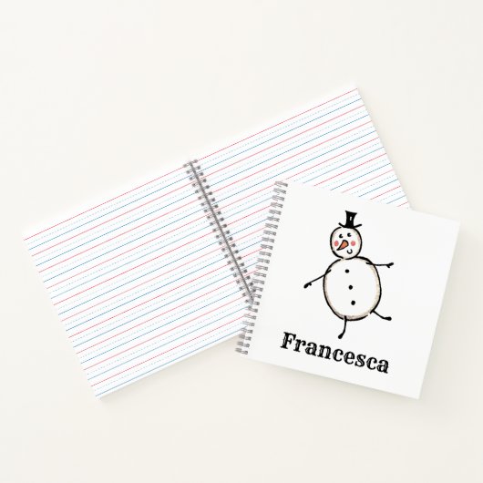 可愛パーソナライズされたいクリスマス雪だるま手帳 ノートブック (内部)