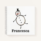 可愛パーソナライズされたいクリスマス雪だるま手帳 ノートブック (正面)