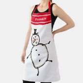 可愛パーソナライズされたいクリスマス雪だるま エプロン (インサイチュ)