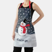 可愛パーソナライズされたいクリスマス雪だるま エプロン (インサイチュ)