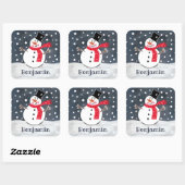 可愛パーソナライズされたいクリスマス雪だるま スクエアシール (シート)