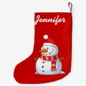 可愛パーソナライズされたいクリスマス雪だるま スモールクリスマスストッキング (裏面)