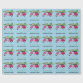 可愛パーソナライズされたいクリスマス |青の赤いスクーター ラッピングペーパー (フラット)