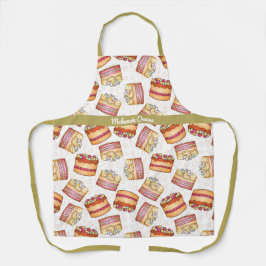 可愛パーソナライズされたいケーキ柄の女性 エプロン