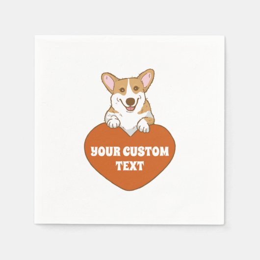 可愛パーソナライズされたいコーギパピードッグ スタンダードカクテルナプキン (正面)