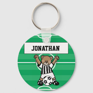 可愛パーソナライズされたいサッカーのクマの党の好意 キーホルダー