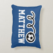 可愛パーソナライズされたいサッカーボール付き子ども枕 アクセントクッション (裏面(縦))