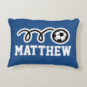 可愛パーソナライズされたいサッカーボール付き子ども枕 アクセントクッション (裏面)