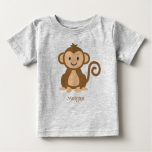 可愛パーソナライズされたいサルベビーTシャツ ベビーTシャツ