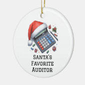 可愛パーソナライズされたいサンタの監お気に入りの査役 セラミックオーナメント (左)