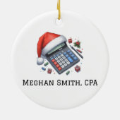 可愛パーソナライズされたいサンタの監お気に入りの査役 セラミックオーナメント (裏面)