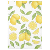 可愛パーソナライズされたいシックな水彩色レモンパターン クリップボード (裏面)