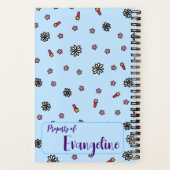 可愛パーソナライズされたいシンプルフローラユニコーン ノートブック (裏面)