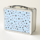 可愛パーソナライズされたいシンプルフローラユニコーン メタルランチボックス (裏面)