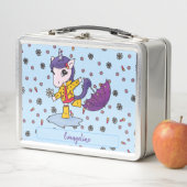 可愛パーソナライズされたいシンプルフローラユニコーン メタルランチボックス (インサイチュ)