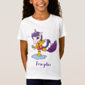 可愛パーソナライズされたいシンプルフローラユニコーン Tシャツ (正面)