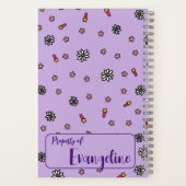 可愛パーソナライズされたいシンプル紫フローラユニコーン ノートブック (裏面)