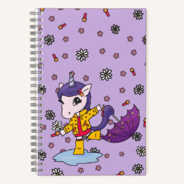 可愛パーソナライズされたいシンプル紫フローラユニコーン ノートブック