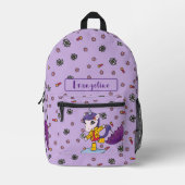 可愛パーソナライズされたいシンプル紫フローラユニコーン プリントバックパック (正面)
