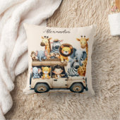 可愛パーソナライズされたいジャングル動物の子ども クッション (ブランケット)