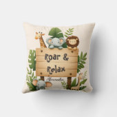 可愛パーソナライズされたいジャングル動物の子ども クッション (裏面)