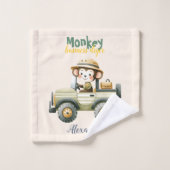 可愛パーソナライズされたいジャングル動物の子ども バスタオルセット (ウォッシュタオル)