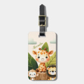 可愛パーソナライズされたいジャングル動物の子ども ラゲッジタグ (正面縦)