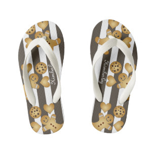 可愛パーソナライズされたいジンジャーブレッドマン キッズビーチサンダル