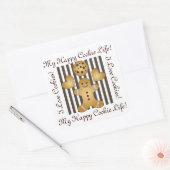 可愛パーソナライズされたいジンジャーブレッドマン スクエアシール (封筒)