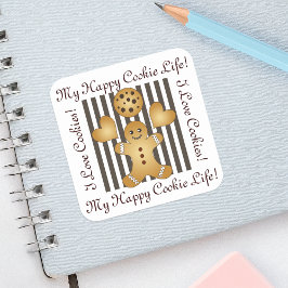 可愛パーソナライズされたいジンジャーブレッドマン スクエアシール