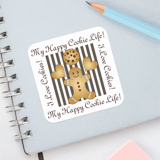 可愛パーソナライズされたいジンジャーブレッドマン スクエアシール