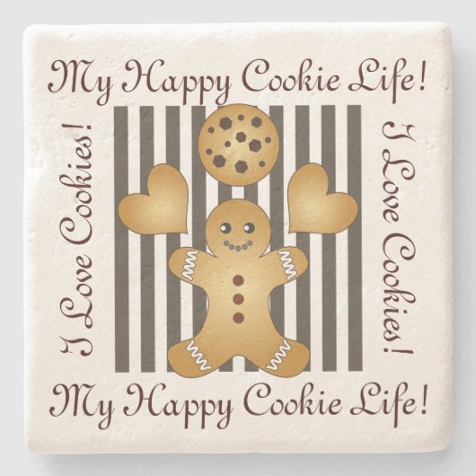 可愛パーソナライズされたいジンジャーブレッドマン ストーンコースター (正面)