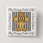 可愛パーソナライズされたいジンジャーブレッドマン 缶バッジ (正面)